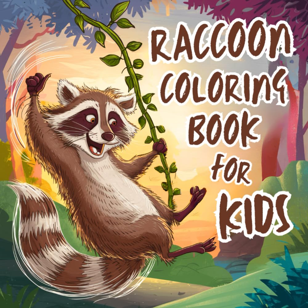 Raccoon Coloring Book For Kids: 45 Cute And fun Raccoon Animal Coloring Pages For Girls and Boys Who loves Raccoons