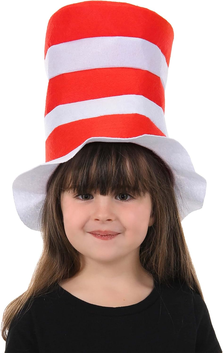 Dr. Seuss Cat in the Hat Kids Costume Hat Accessory- Striped Stovepipe Hat with Brim - Officially Licensed