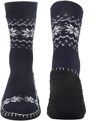 Vihir Mens Slipper Socks With Suede Non Slip Sole