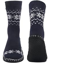 Vihir Men's Slipper Socks With Suede Non Slip Sole | Winter Knitted Home Warm Floor Indoor Stocking House