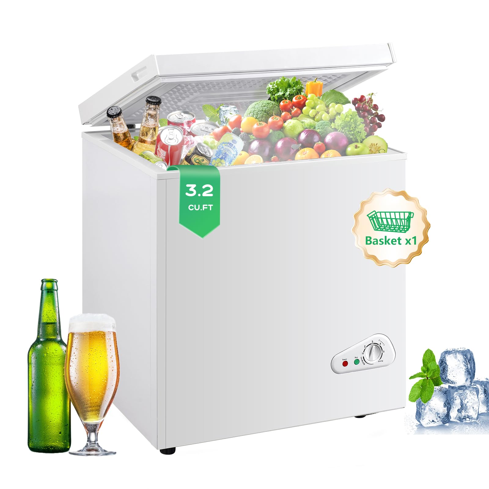 BINMIT FLG-72Q-WHITE 3.2 cu ft Chest Freezer White