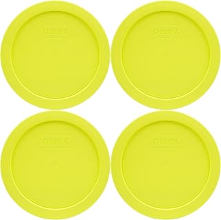 Pyrex 7201-PC Yolk Yellow Round Plastic Food Storage Replacement Lids - 4 Pack Made in the USA