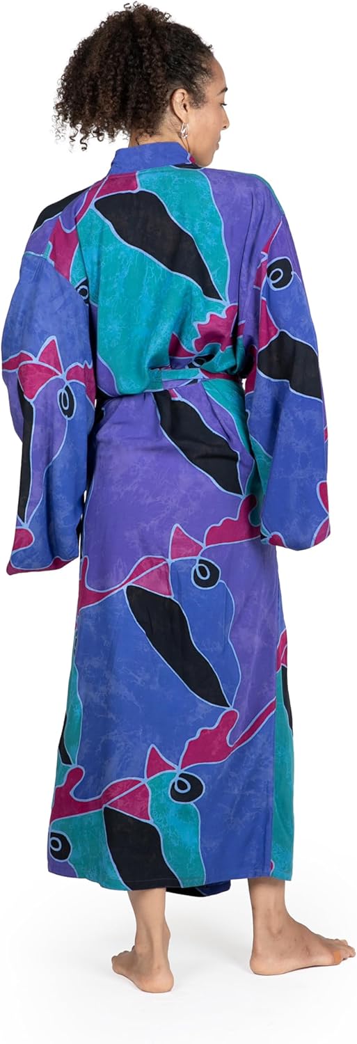 NOVICA Artisan Made Women's Handpainted Batik Patterned Robe from Indonesia