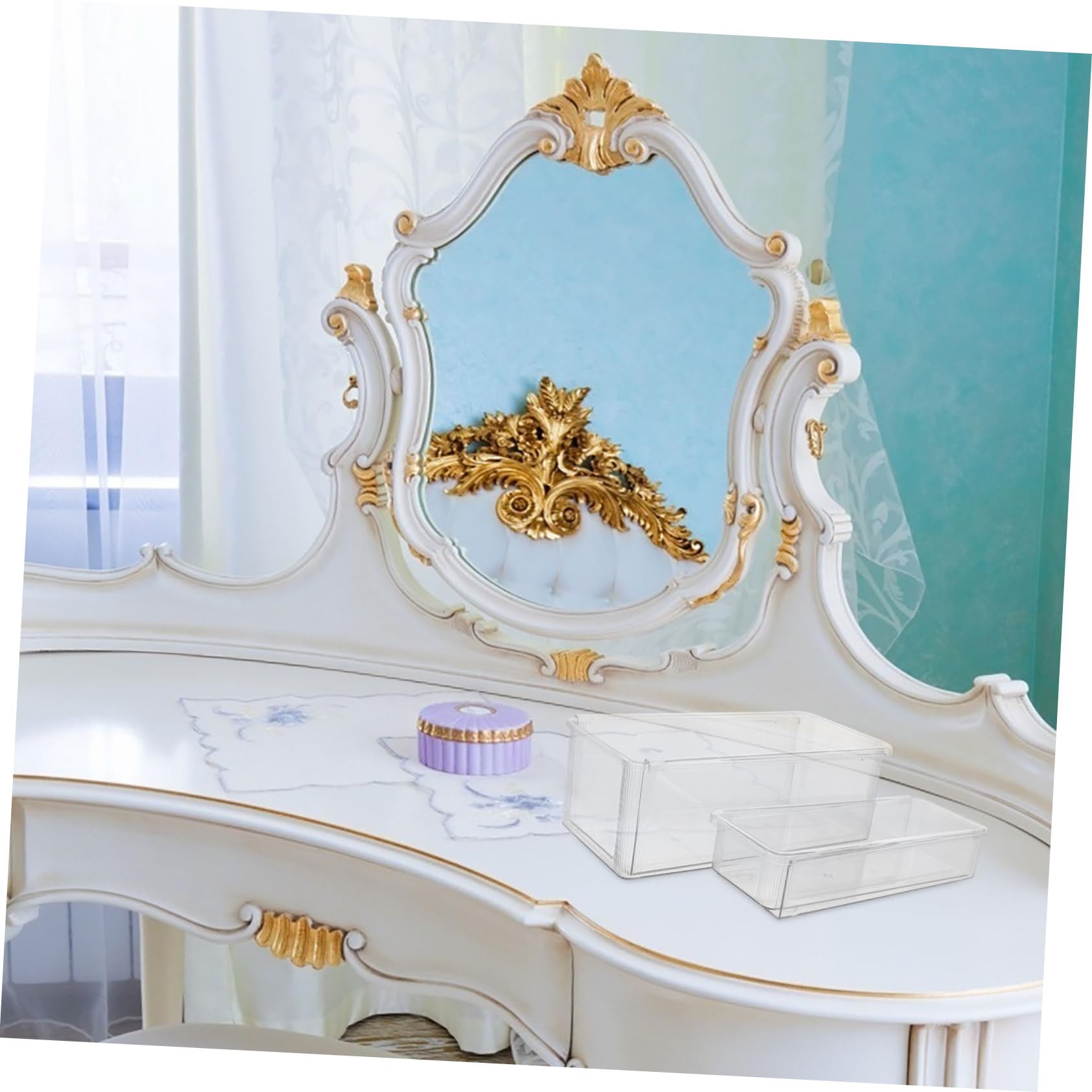 Organisateur de Rangement Réglable, 2 Pièces en Plastique Transparent