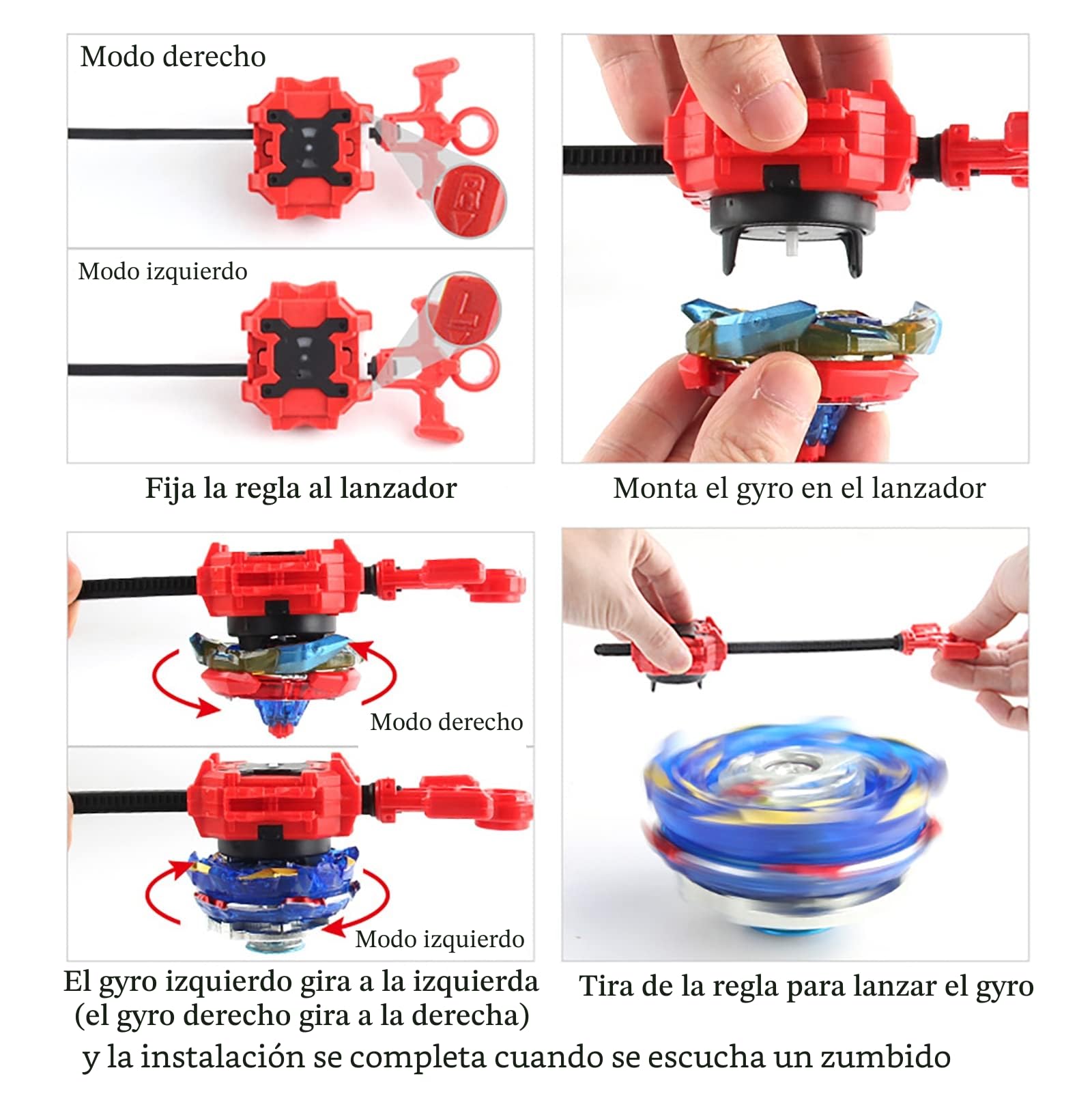 Peonzas Estadio Conjunto, 4D Metal Fusion Peonzas, Contiene 8 X Ráfagas + Ráfagas Gyros Launcher CW