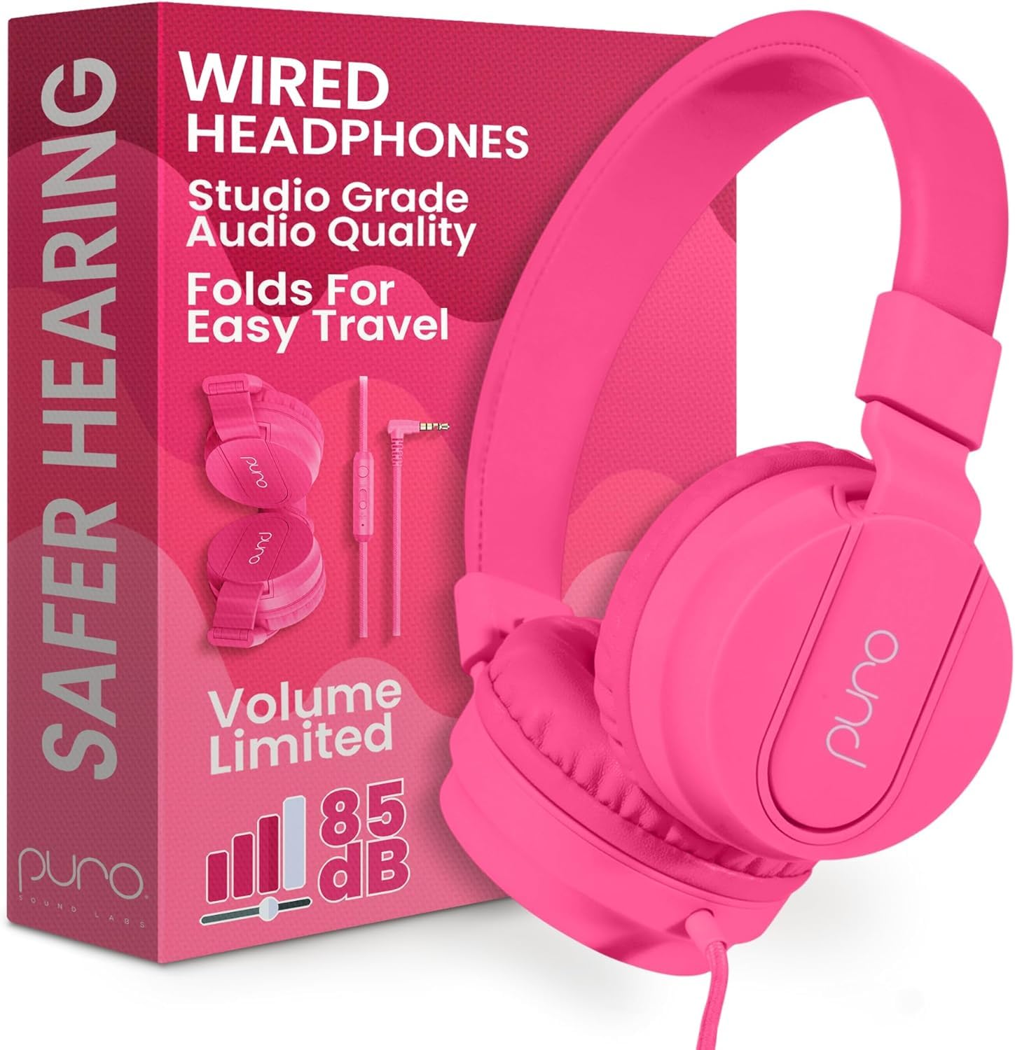 Puro Sound Labs Kids Wired Headphones – Volume-Limiting & Adjustable, Safer & Comfortable Headphones for Kids – Compatible with PCs, Smartphones &