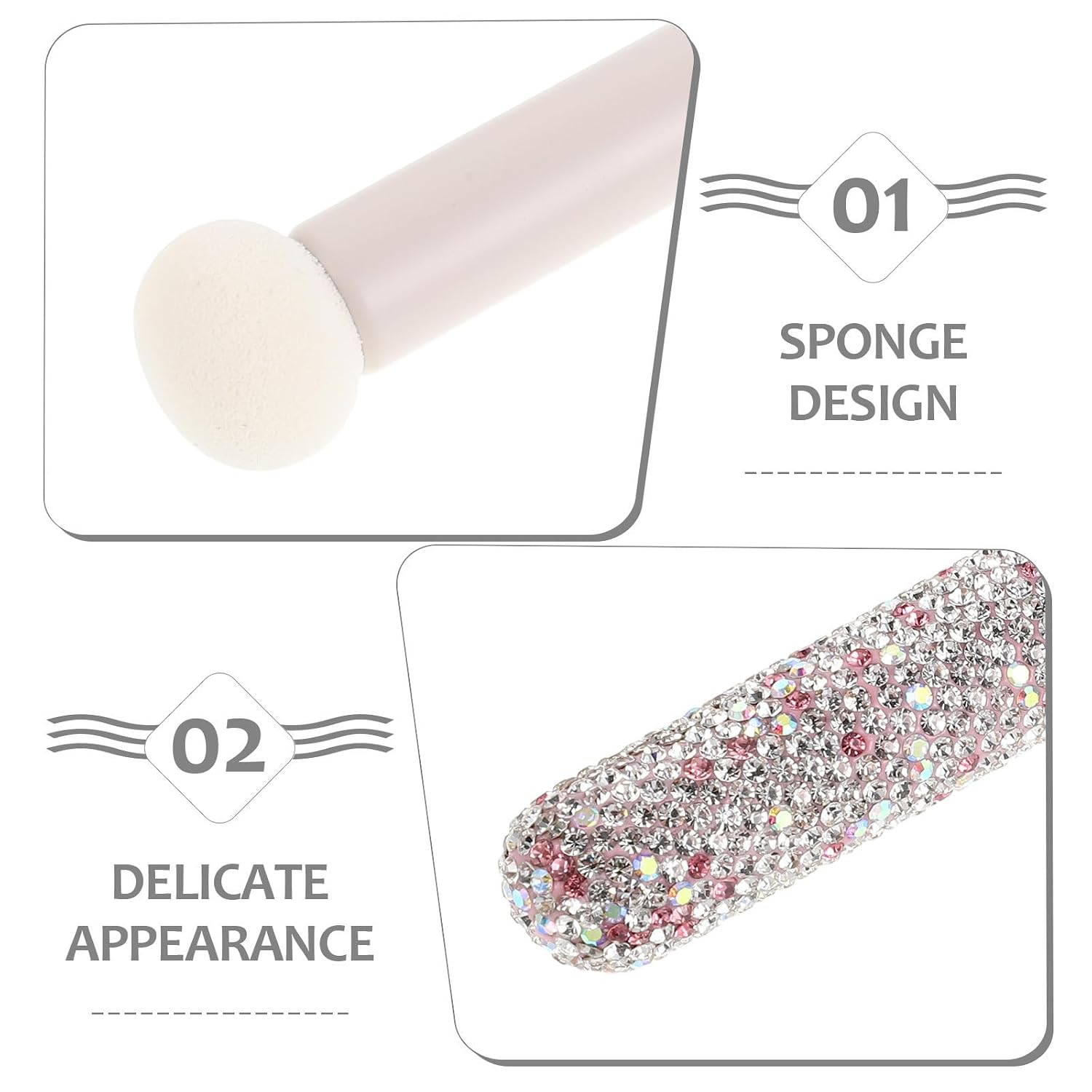 Generic Foundation Sponge Powder Brush Makeup Sponge with Rhinestone Handle Mushroom Makeup Concealer Brush Eyeshadow for Women Girls