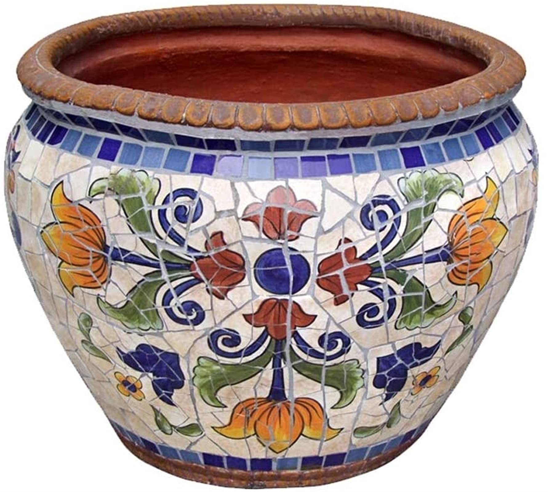 SnamicE Colorful Planter Outdoor Large Ceramic Plant Pot Classical Garden Floor Indoor European Retro Ceramic Flower Pots Courtyard Balcony for Villa Corridor Aisle Decorat,Multicolor-51 * 39cm