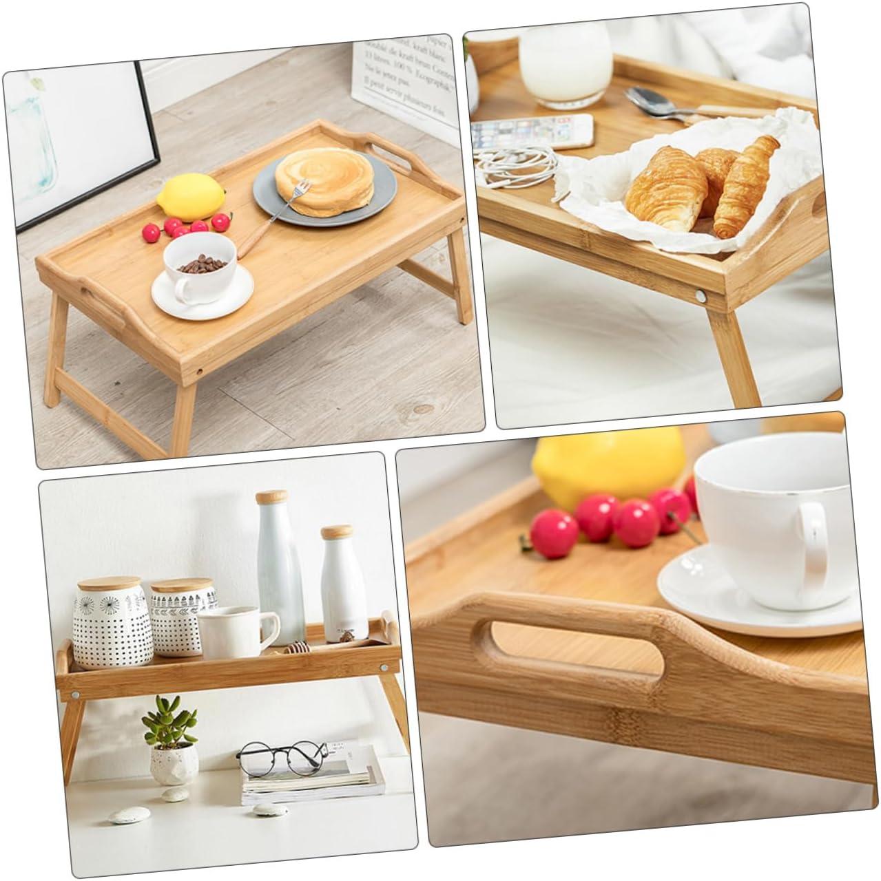 Foldable Bamboo Laptop Desk Bed Tray Table Serving Tray for Home Office