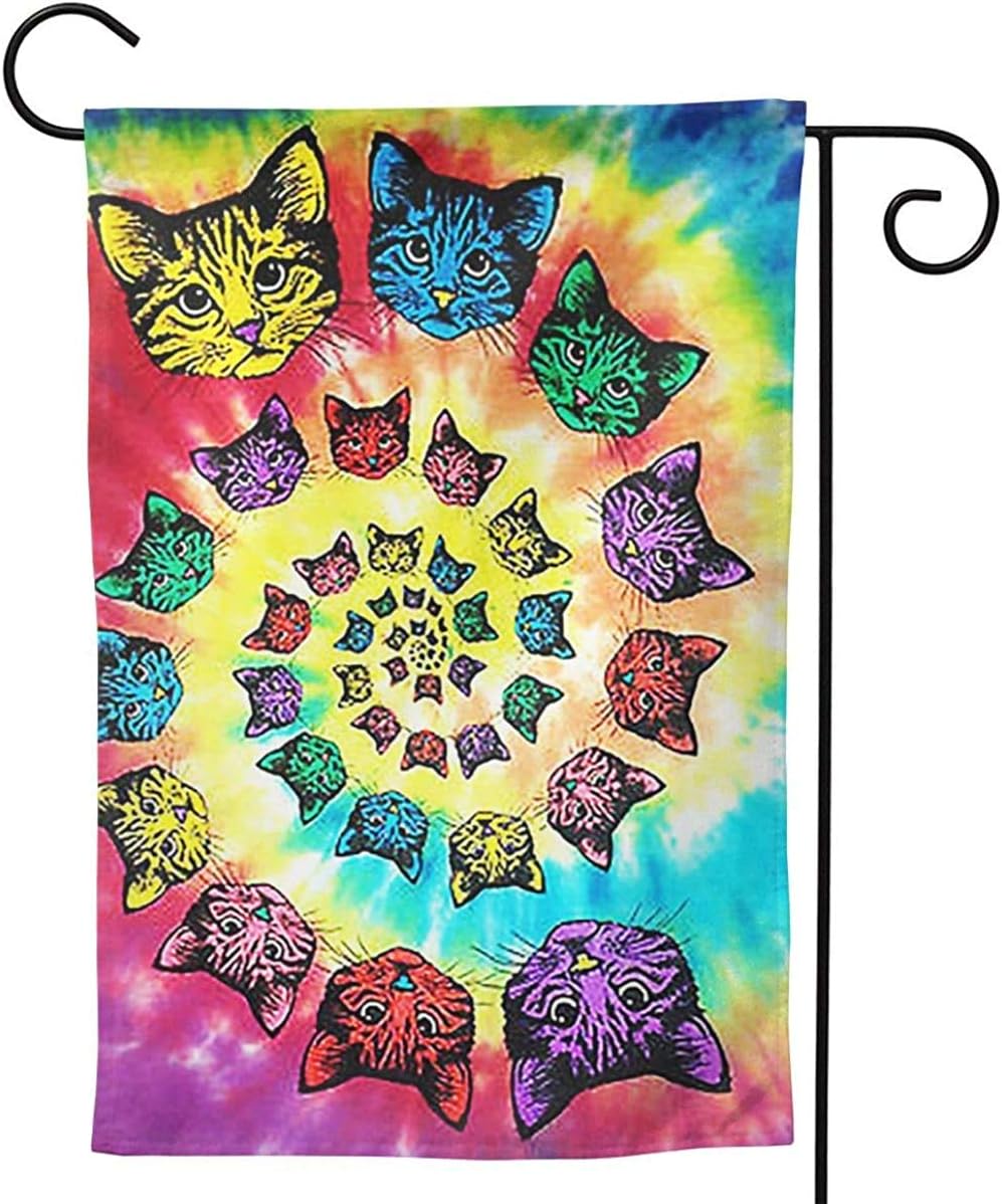 N/Y Spiral Cats TieDye Garden Flag Vertical Double Sided