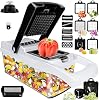 22 in 1 Vegetable Chopper, Kitchen Mandoline with 1.2L Container & Draining Basket,Vegetable Chopper Onion Chopper & Dicer |Spiralizer, Lemon Squeezer, Egg Seperator- Ultimate Kitchen Gadget