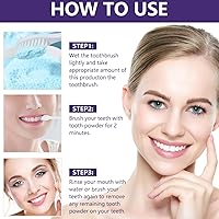 Vista 7 de Polvo blanqueador de dientes, fórmula iluminadora púrpura para eliminar manchas y aliento fresco, polvo de limpieza seguro de esmalte