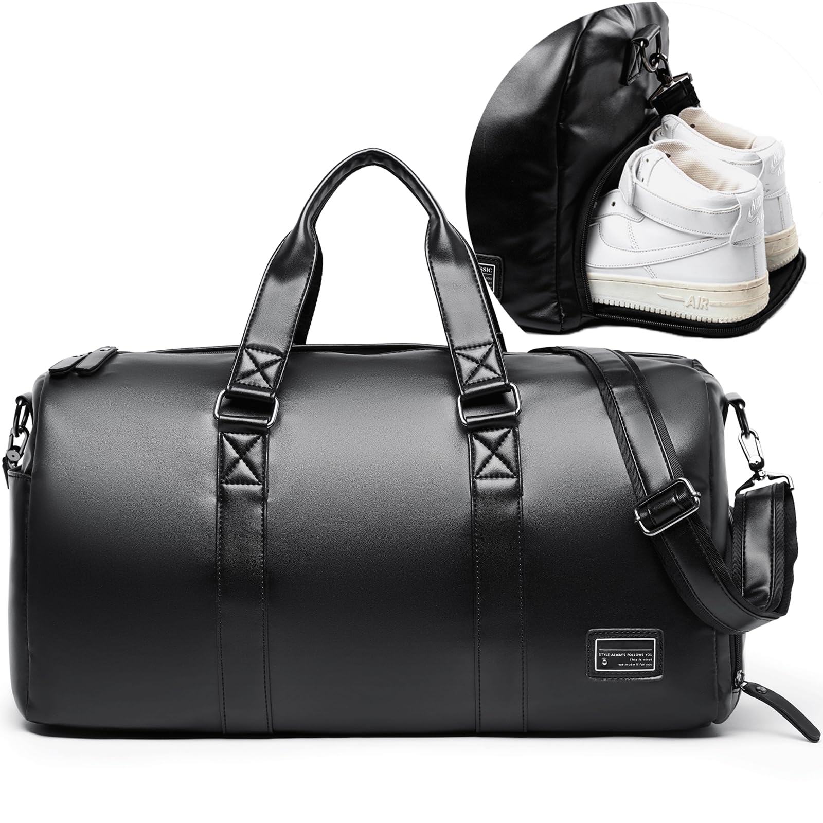 Mate Elanleather Duffle Travel Gym Bag For Men With Shoe