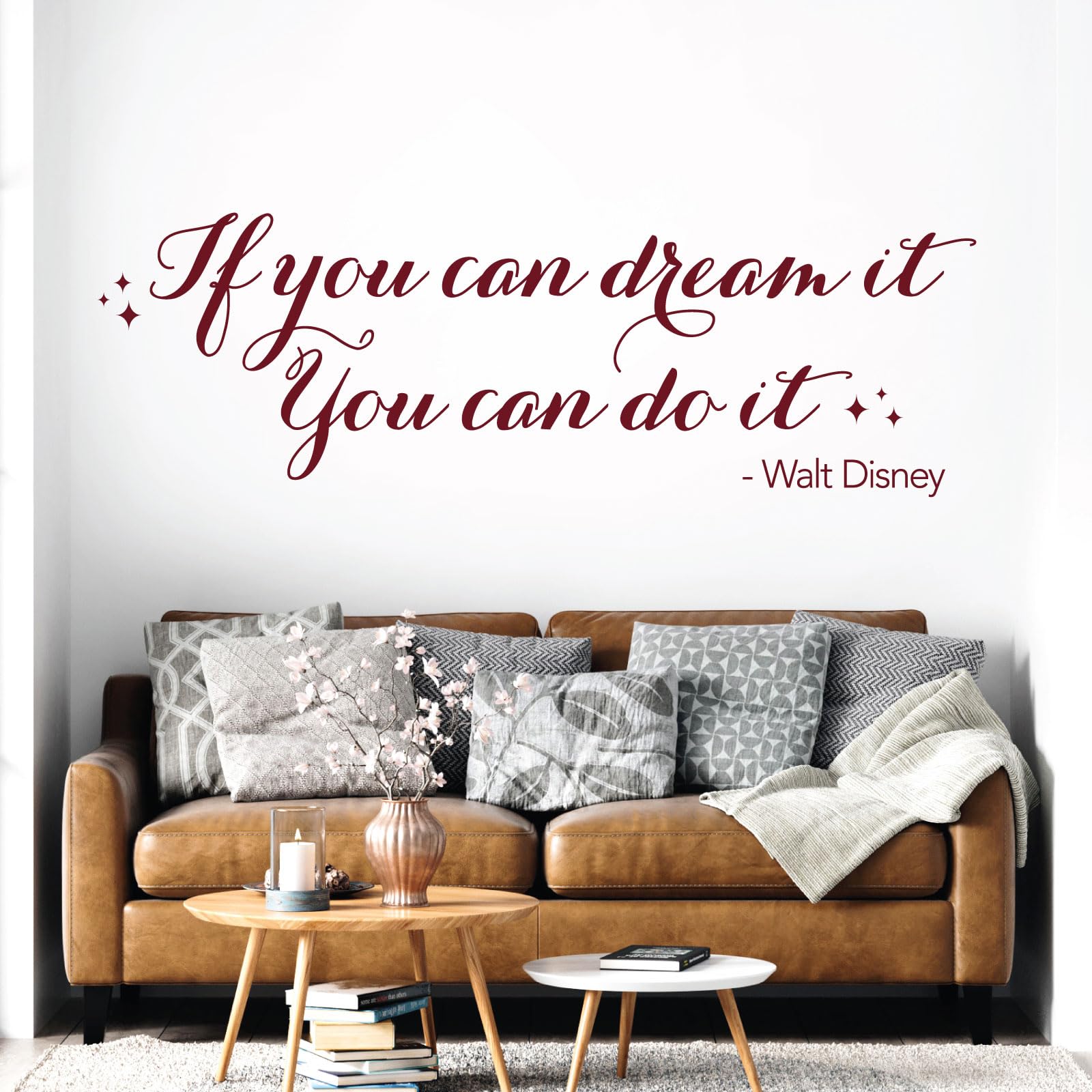 Quote Vinyl Wall Art Decal Sticker - If You can Dream it, You can do it - Walt D Quote [XLarge] [Burgundy]