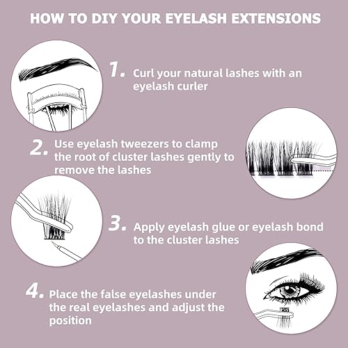 Miniatura 7 de QUEWEL 72 pestañas postizas individuales de raíz ancha, rizo CD, longitud de 0.315-0.630 in, estilos natural 02, suaves y para uso personal en casa