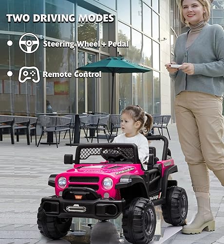 Miniatura 4 de sopbost Coche de paseo de 12 V con control remoto para niños camión de paseo de 2 WD con batería alimentada para niños vehículos eléctricos de 4