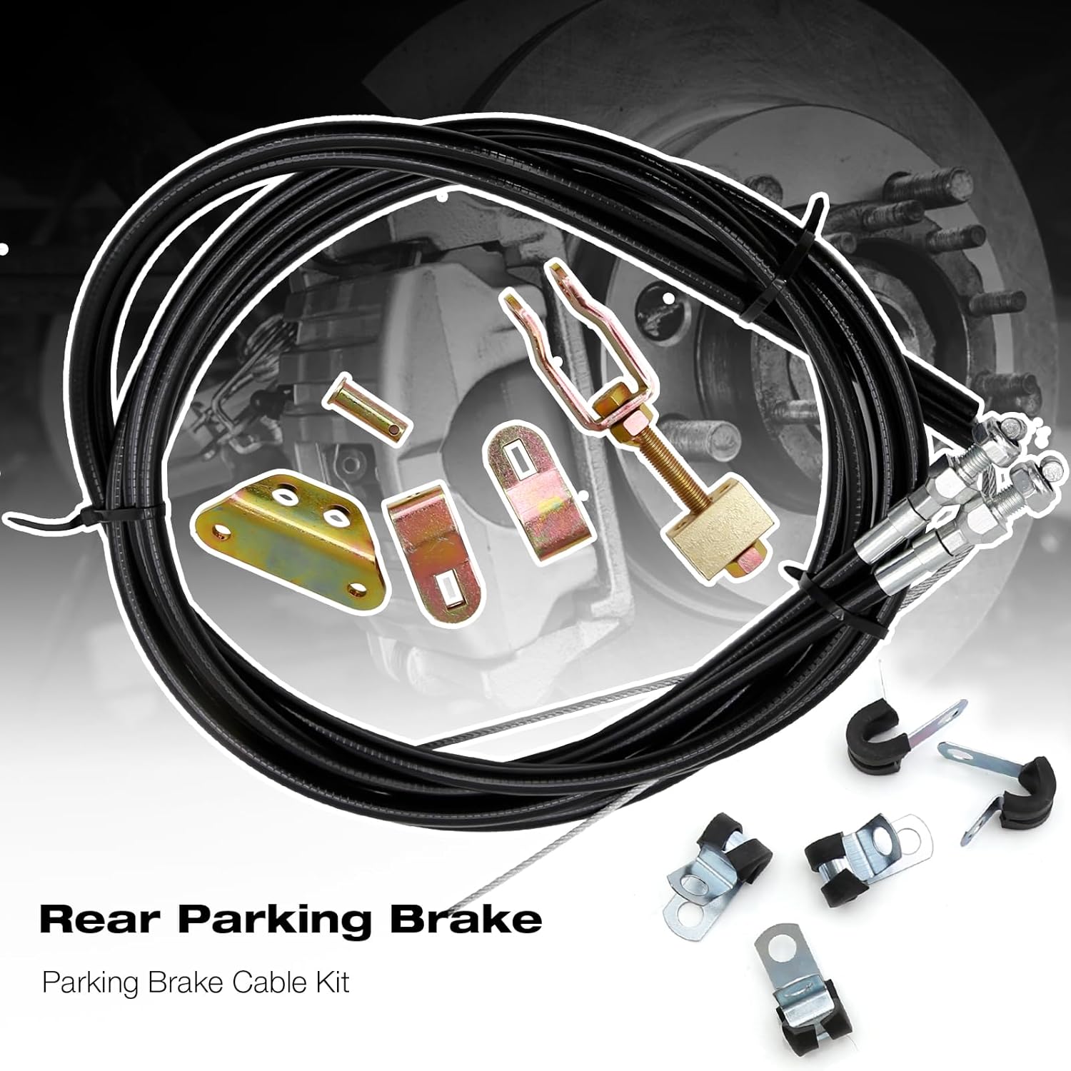330-9371 Universal Emergency Parking Brake Cable Complete Kit 110" Long Cables with 97" Long Sheath E-Brake Set Replace# 140-14415-R