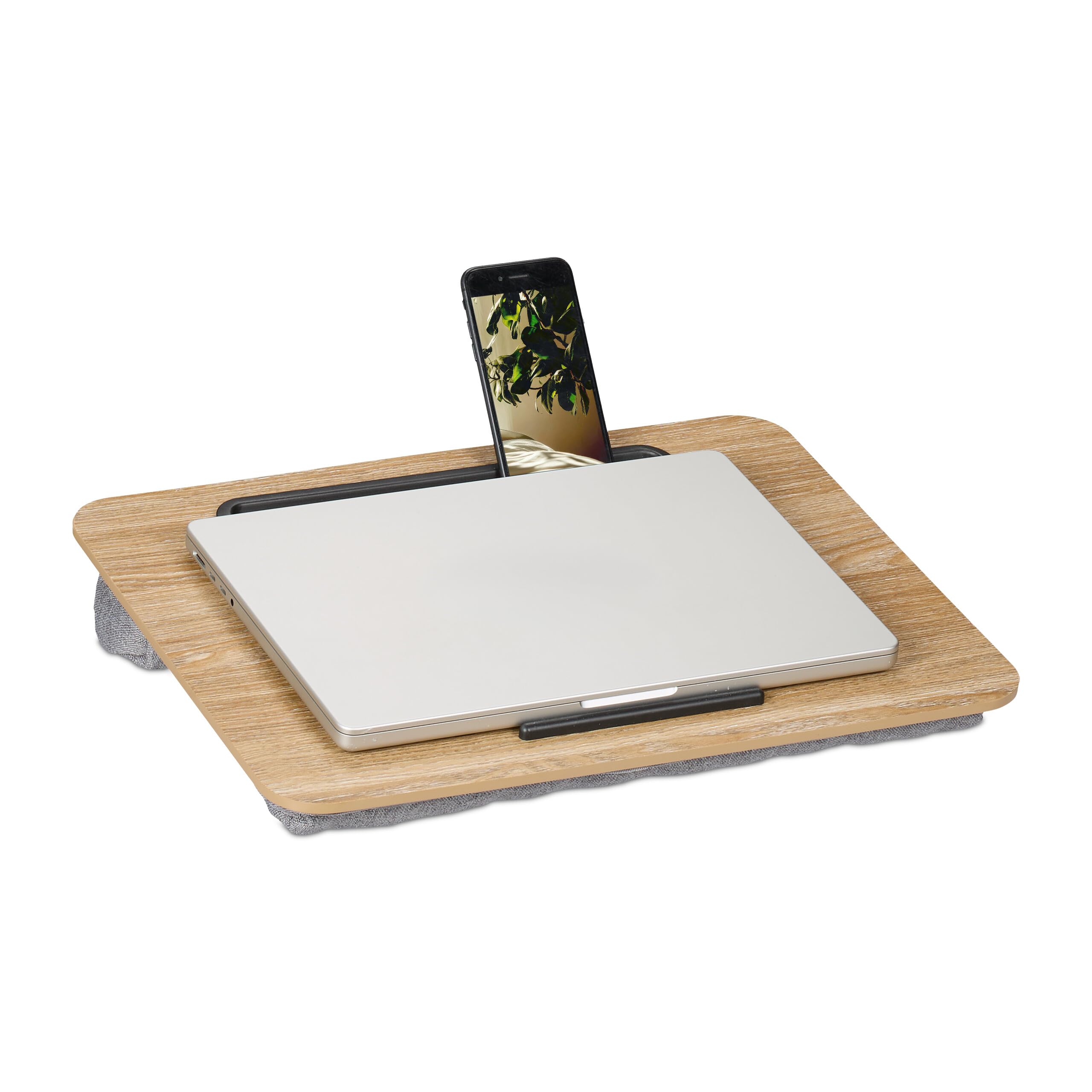 Relaxdays Cuscino Porta PC da Letto, Supporto Computer Portatile da Divano, Spazio per Tablet o Cellulare, LxP: 42x32 cm
