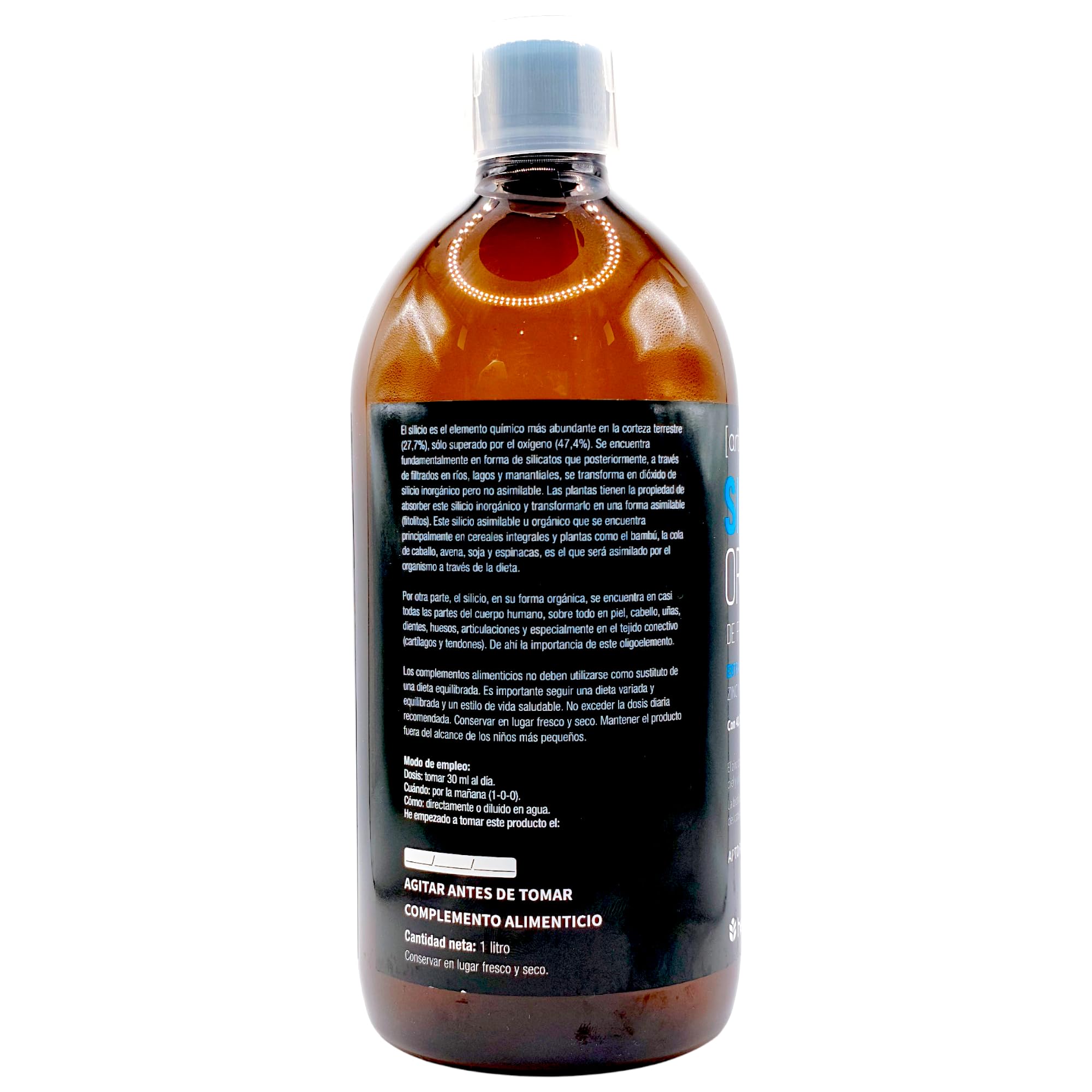 Herbora Silicio Orgánico - Pack Ahorro 2 x 1 Litro - Extracto de Bambú de Alta Asimilación con Zinc y Biotina - Refuerzo para Articulaciones, Huesos, Cabello, Piel y Uñas - Suplemento Líquido