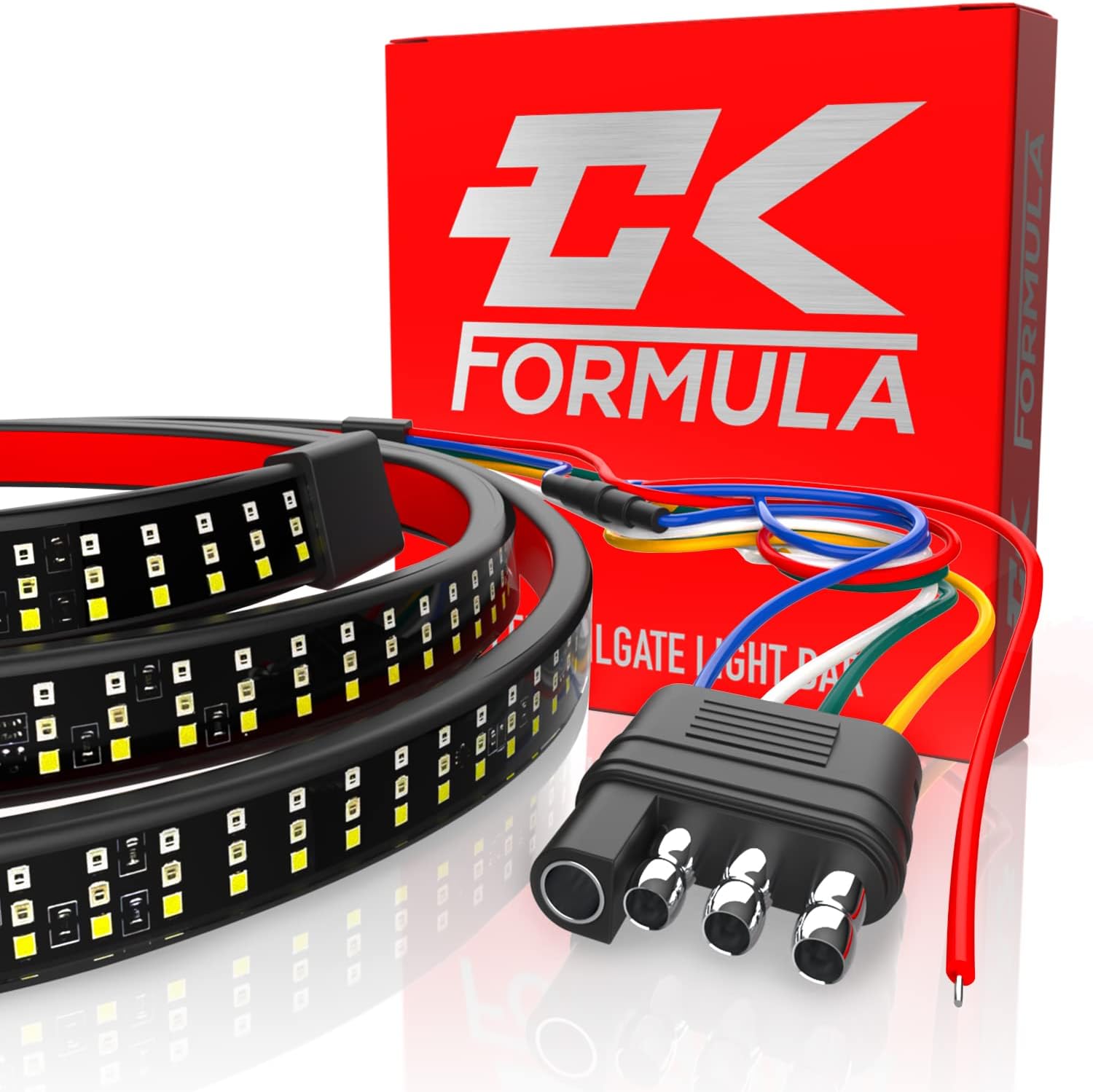 CK Formula 60” Triple Row LED Tailgate Light Bar - 5 Functions: Reverse, Brake, Running, Turn Signal, Double Flash Light Strip for Trucks, 2935 SMD LED Chips, IP67 Waterproof, 12V, 1 Piece
