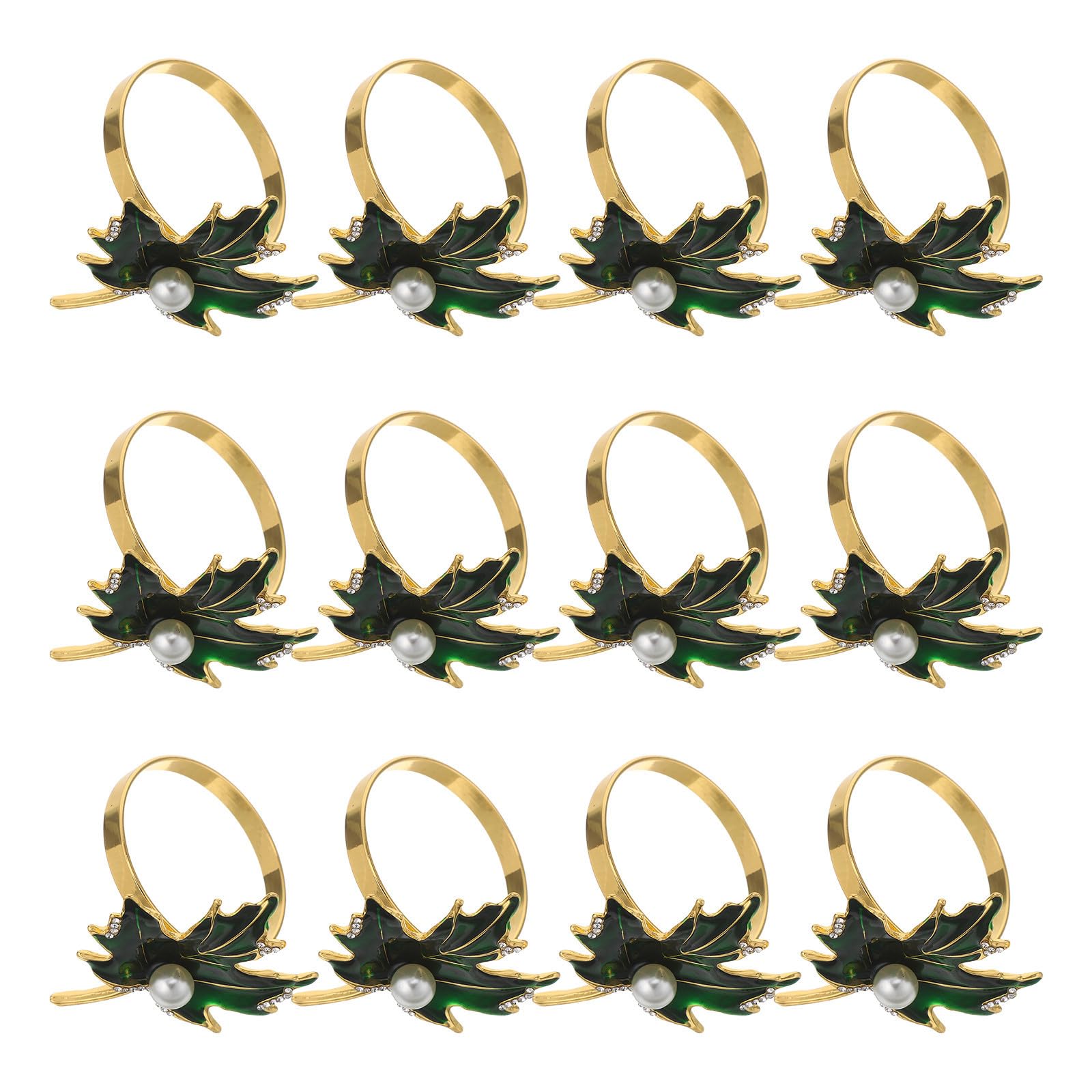 Servilleteros de hoja de arce verde de hierro para decoración de mesa de Acción de Gracias