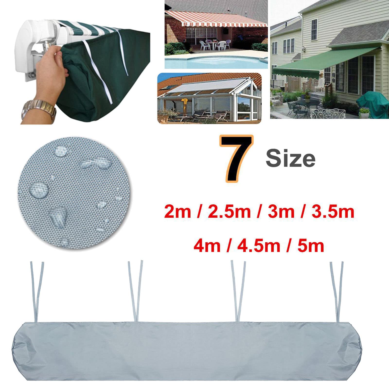 GUOXIANG Sac de Protection pour Store Banne 3m Housse de Protection Anti-poussière pour auvent de terrasse Gris Housse de Rangement pour auvent de terrasse Gris