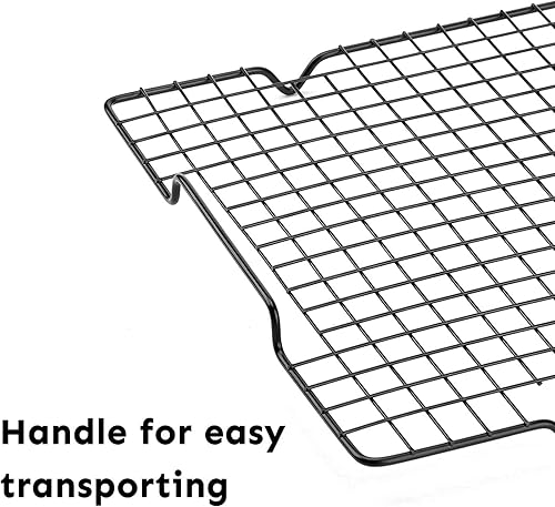 Miniatura 7 de HULISEN Rejilla de enfriamiento de 16 x 10 pulgadas, estante antiadherente para hornear con mango que se adapta a media bandeja de hoja, estantes de