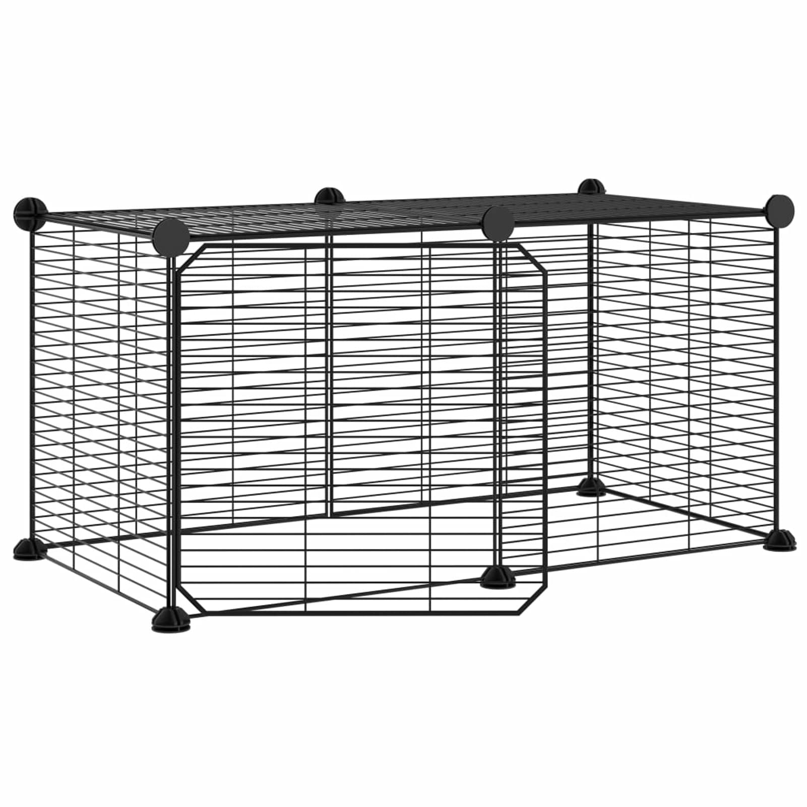 Homgoday Klatka dla psa klatka dla psa wewnętrzna Kennel dla psów klatki dla psów ogrodzenie dla psów na zewnątrz klatka dla zwierząt 8 paneli z czarnymi drzwiami 35 x 35 cm stal Model3114053