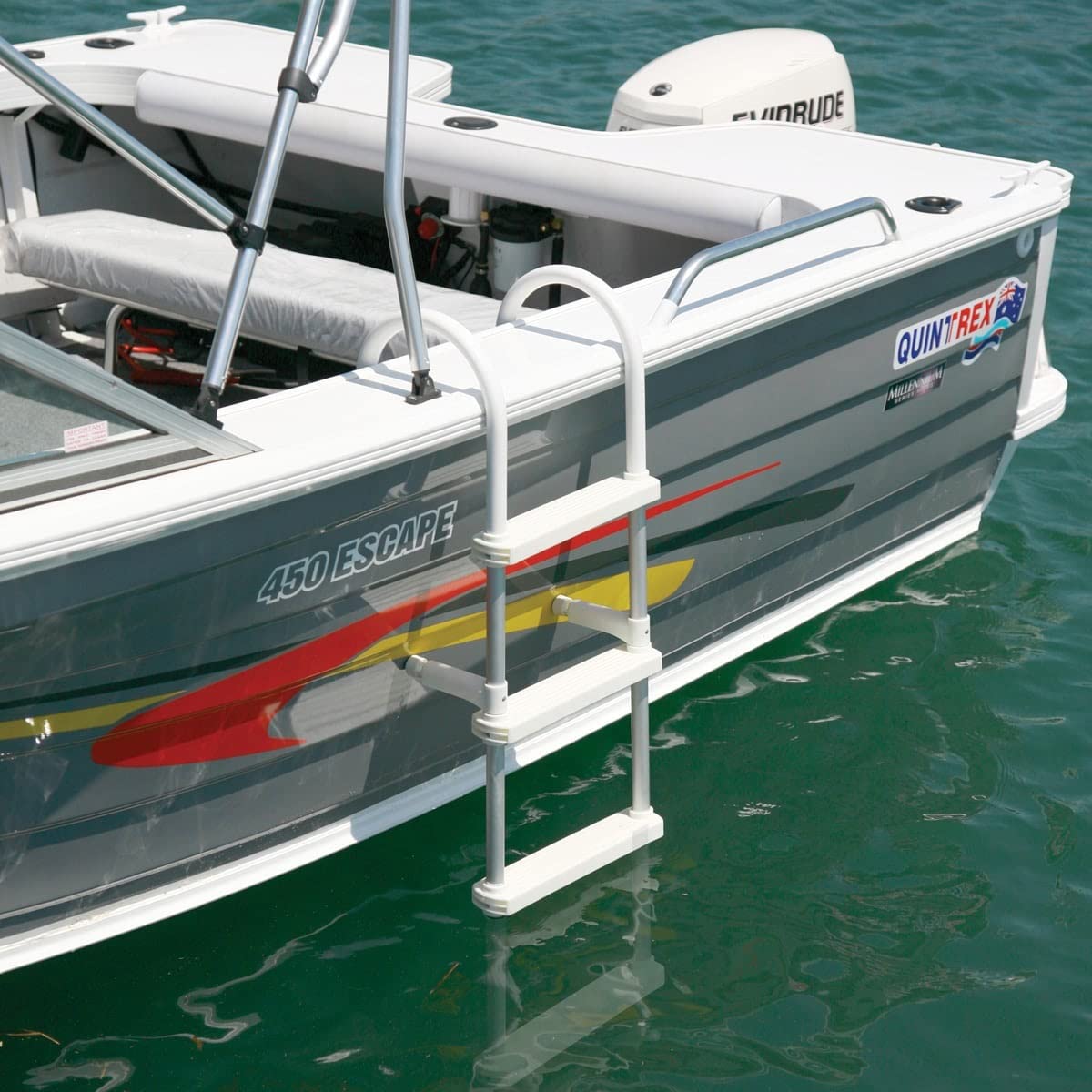 Scaletta per Barche in Alluminio con Gancio a 3/4 gradini, scaletta Portatile per Adulti per la Pesca, Canoa, gommone, Kayak, motoscafo, Portata 200 kg.