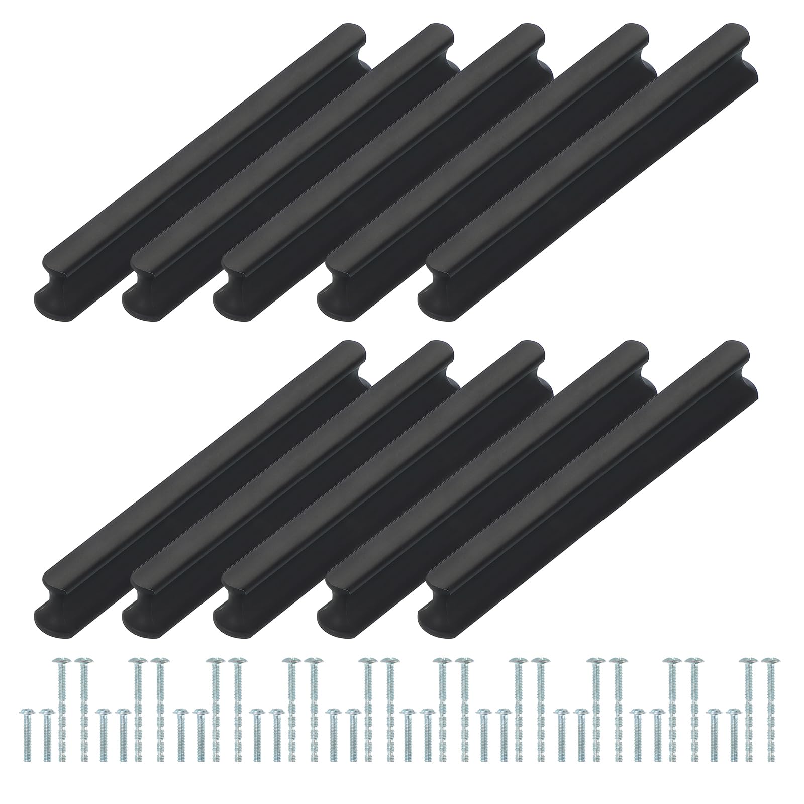 PATIKIL Door Handles 3.78 Inch (96mm) Hole Center, 10 Pack Brushed Pulls Kitchen Drawer Hardware for Cupboard Drawer Pulls Black