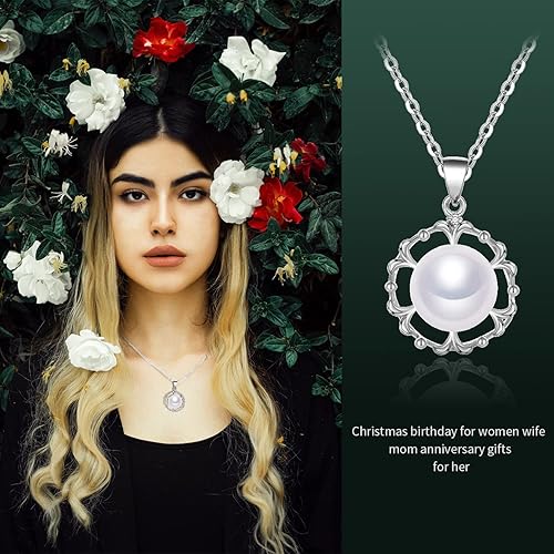 Miniatura 2 de Collar de perlas collar para mujer chapado en oro de 18 quilates collar de plata de ley 925 joyería de regalo de cumpleaños para esposa y niñas