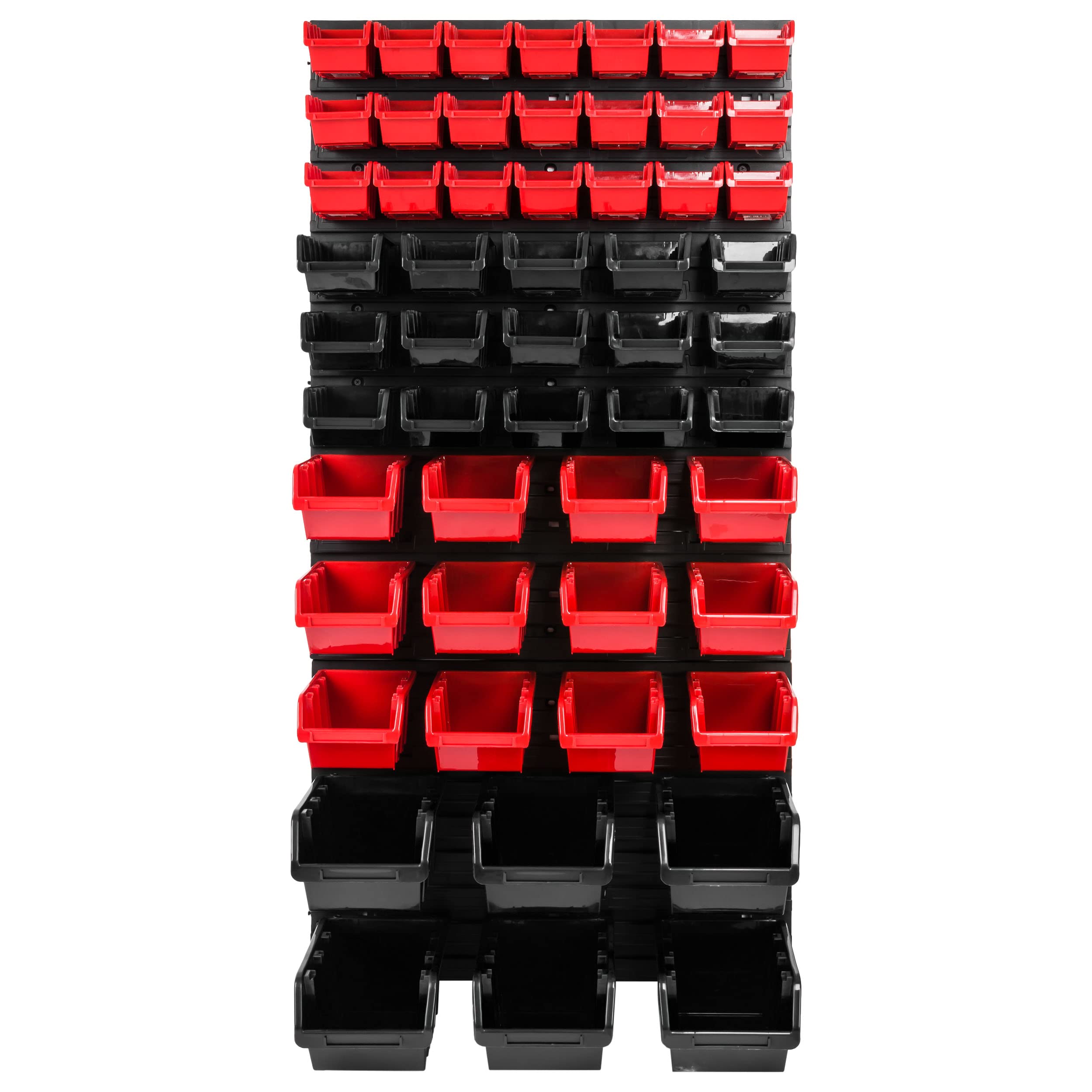 SimpleThing Sistema de almacenamiento para taller, 57 x 116 cm, 54 unidades, estantería de pared con cajas apilables, placas de pared extrafuertes, estantería para herramientas, estantería de