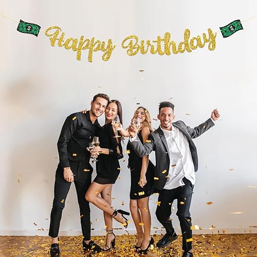 Miniatura 5 de Dill-Dall Cartel de feliz cumpleaños de dólar, decoración de banderines de billetes de dólar, decoración de fiesta de cumpleaños con temática de