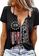American Flag Patriotic T Shirt for Women 4th of July Short Sleeve Loose Tees Tops USA Flag Graphic Casual Shirts