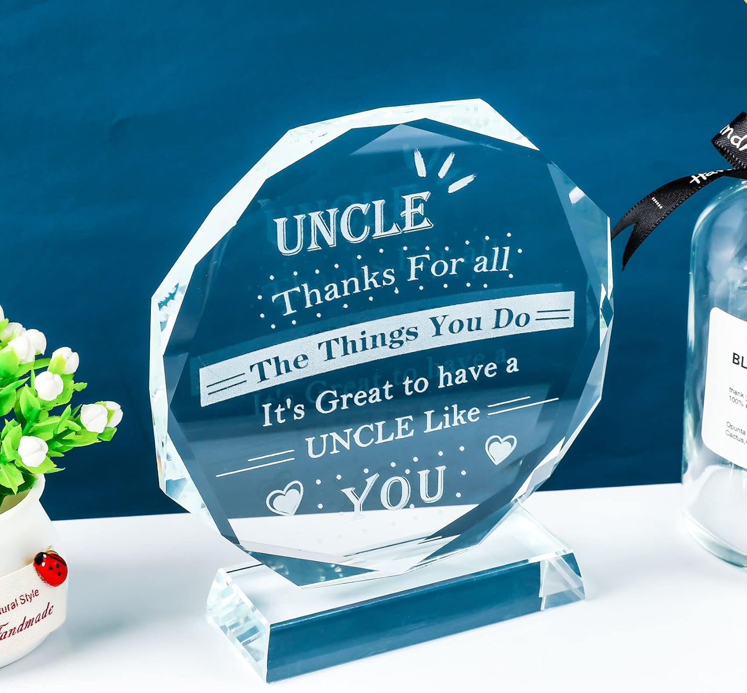 Movdyka Best Uncle Gifts from Niece or Nephew, Glass Keepsake Birthday or Fathers Day Gift for Uncle Who Has Everything - Image 4