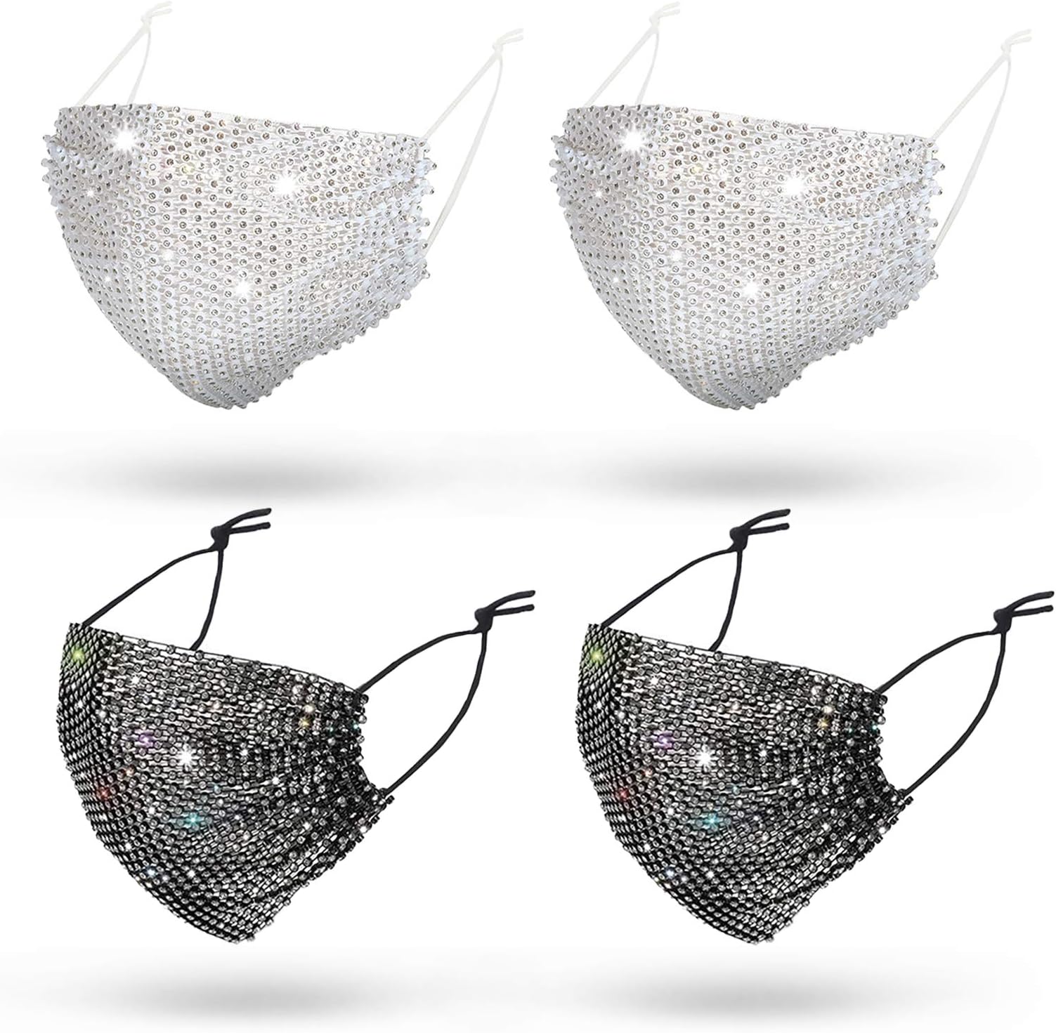 Sparkly Rhinestone Mesh Face Mask,Masquerade Decorative Mask for Women,Bling Glitter Face Mask for Valentine's Day Party