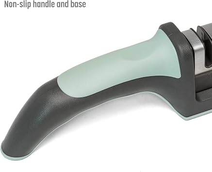 Goodful 3-Stage Knife Sharpener, Helps Repair, Restore and Polish Non-Serrated Blades Quickly, Safely & Easily, Sage
