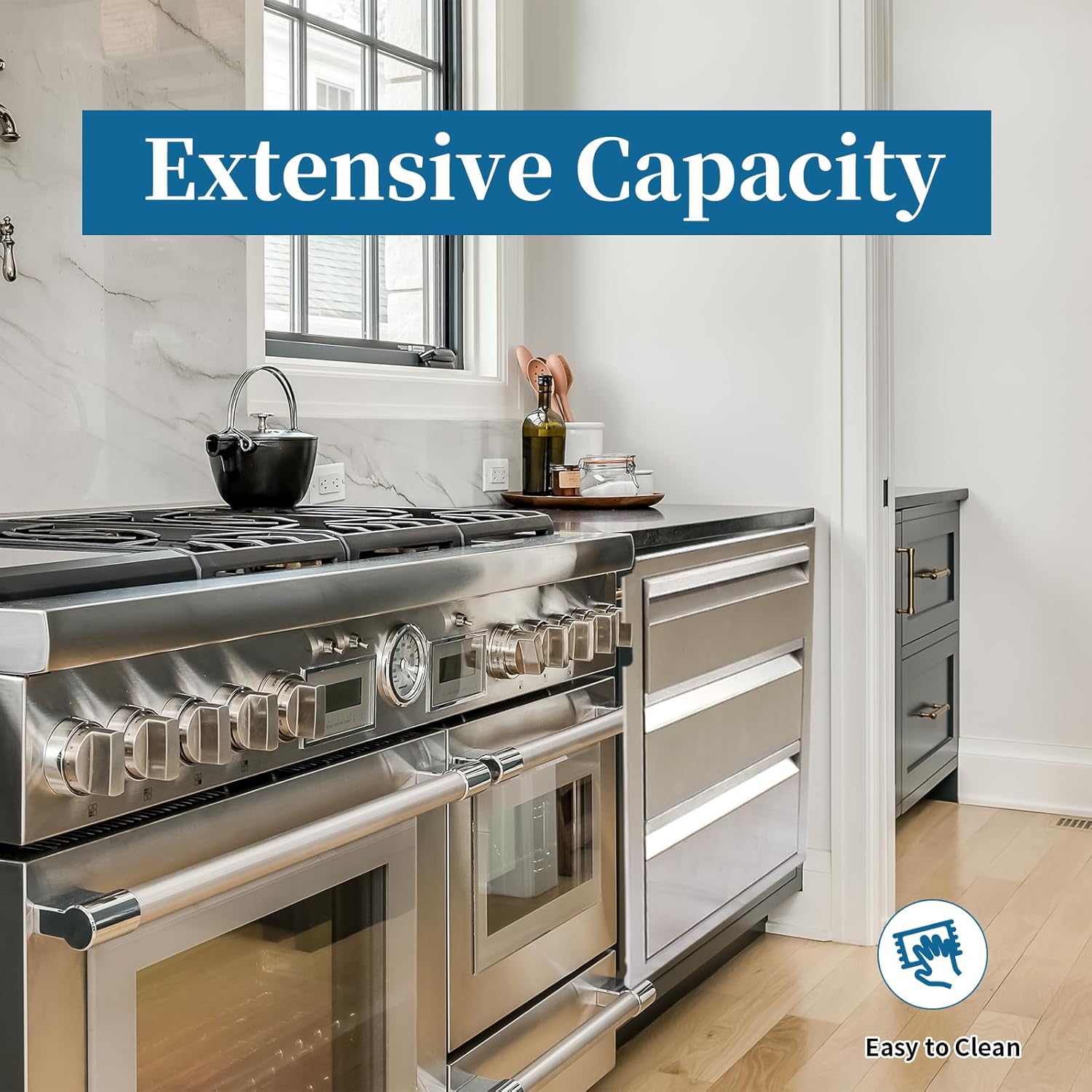 Outdoor Kitchen Drawers 14"Wx21"Hx23"D Flush Mount Access 3-Drawer BBQ Stainless Steel Drawers for Outdoor Kitchen Island or Grill Station