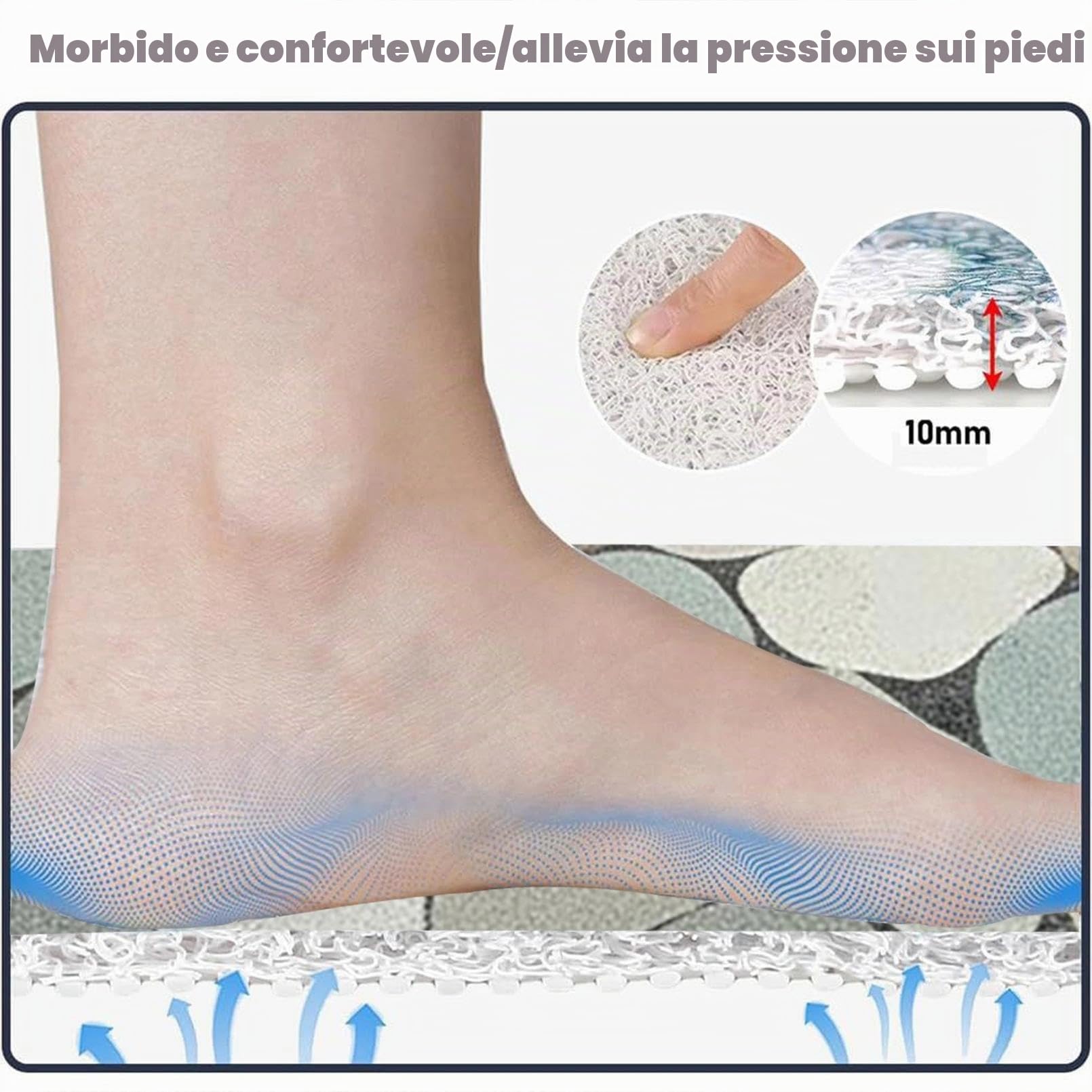 Tappetino doccia antiscivolo 80x120 cm Stile contemporaneo Tappeto doccia antiscivolo Morbido e confortevole PVC Tappeto antiscivolo doccia, alta permeabilità all'acqu