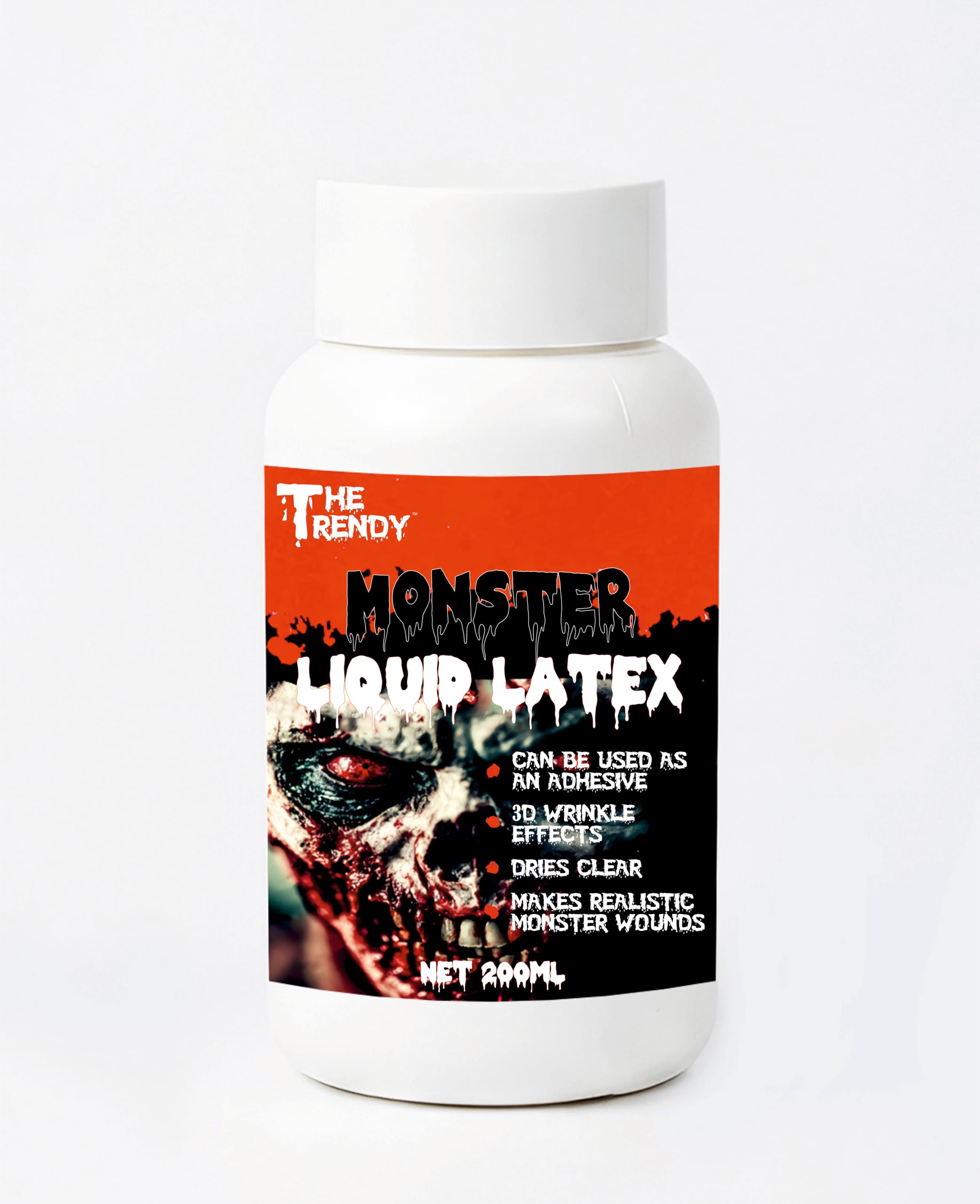 The Trendy Monster Liquid Latex 200ml Ffor Special Effects Makeup, Halloween & SFX Prosthetics | Professional FX Adhesive for Scars, Wounds & Skin Effects | Flexible & Skin-Safe Formulz |-image-20