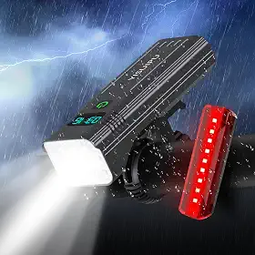YISUIPU Luzes De Bicicleta Ultrabrilhantes Com 12 Leds Para Pedalar À Noite - 9600 Lúmens, 10000 Mah, Luzes De Bicicleta Recarregáveis, 5+5 Modos, Conjunto De Farol E Luz Traseira Para Bicicleta, Au
