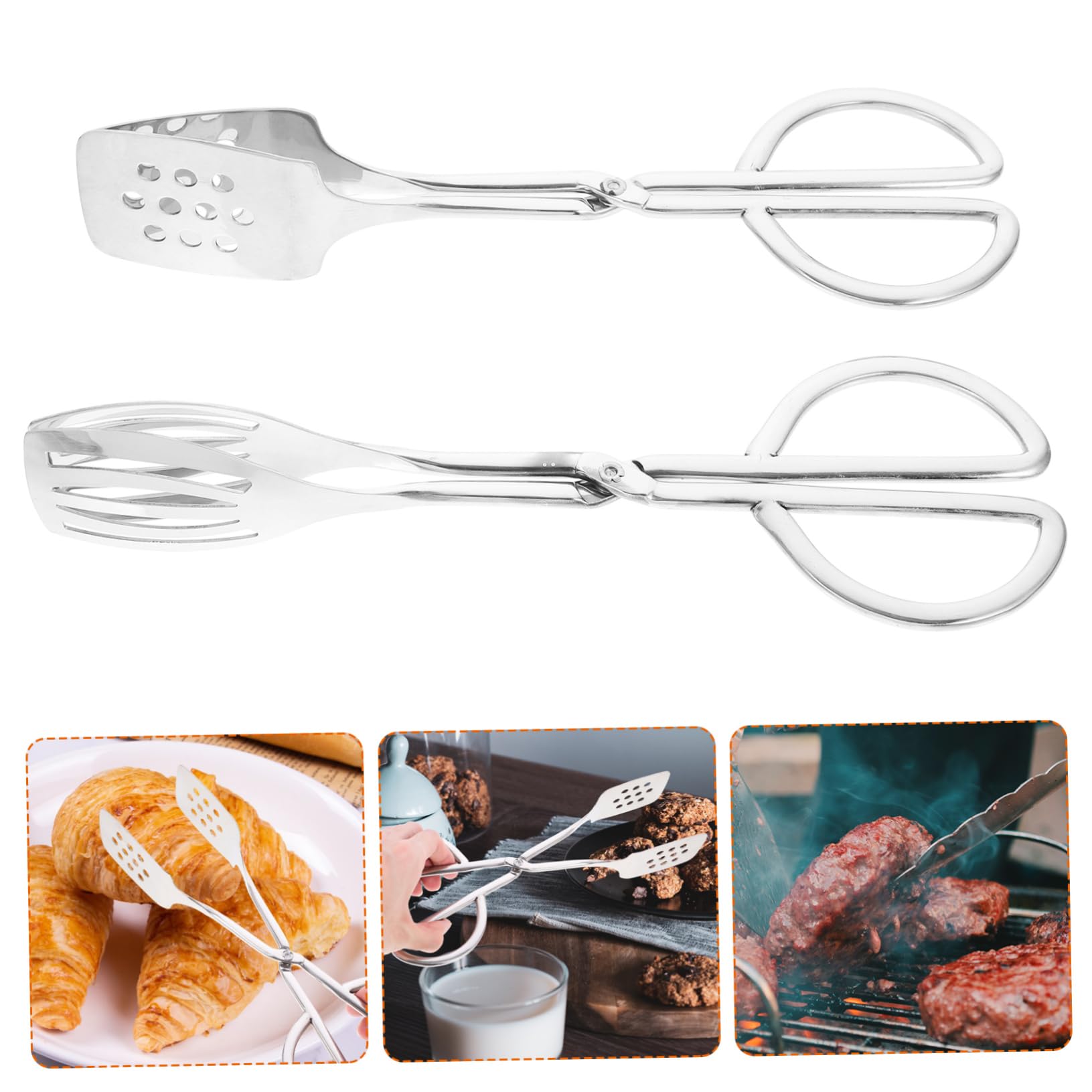 Alipis 2 Pinze da Cucina a Forbice in Acciaio Inox, Pinza per Pane e Insalata Presa Stabile e Antiscivolo, per Buffet e Riunioni Familiari