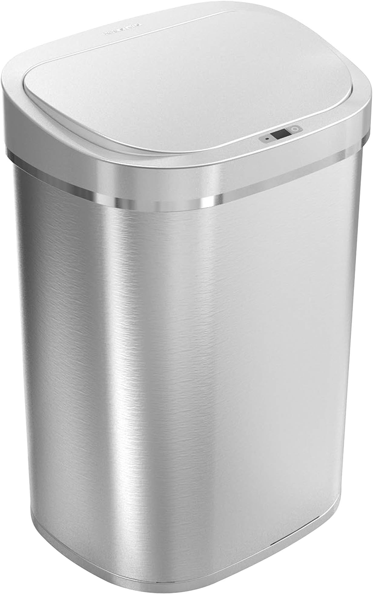 Ninestars DZT-80-35 Deluxe Automatic Touchless Infrared Motion Sensor Trash Can, 21 Gal 80L, Heavy Duty Stainless Steel Base (Oval, Silver/Brush Lid) Trashcan, Ss