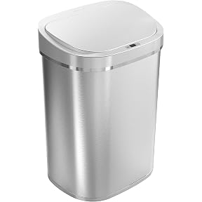 NINESTARS DZT-80-4 Automatic Touchless Motion Sensor Oval Trash Can, 21 Gal. 80 L., Stainless Steel