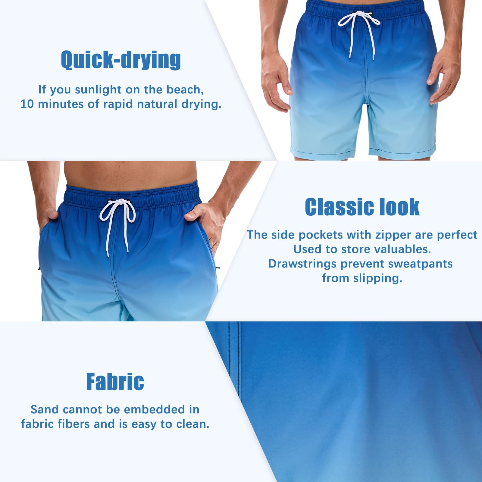 EDOTON Costumi da Bagno Uomo, Leggeri ad Asciugatura Rapida Costume Piscina Uomo Lungo Impermeabili Costume Uomo Mare con Cintura Regolabile e Tasche/Nuoto/Surf/Casual