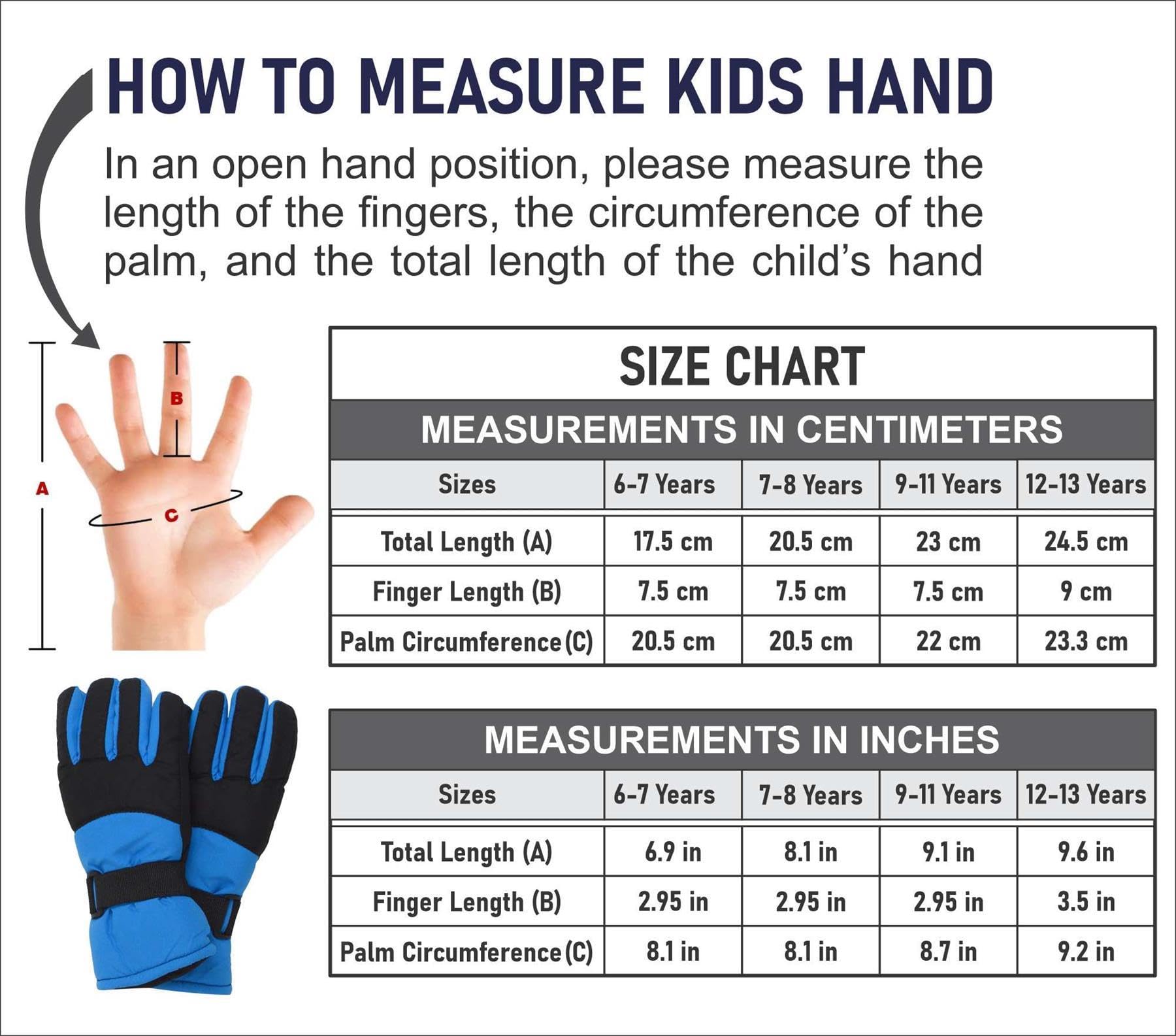 A2Z 4 Kids muchachos Ski Snowboarding Invierno Guantes A prueba de viento Al aire libre Deportes Térmica Fleece Forrada Ski Nieve Guantes Palmera/Pulgar Empuñaduras Equitación Guantes 6-13 Años