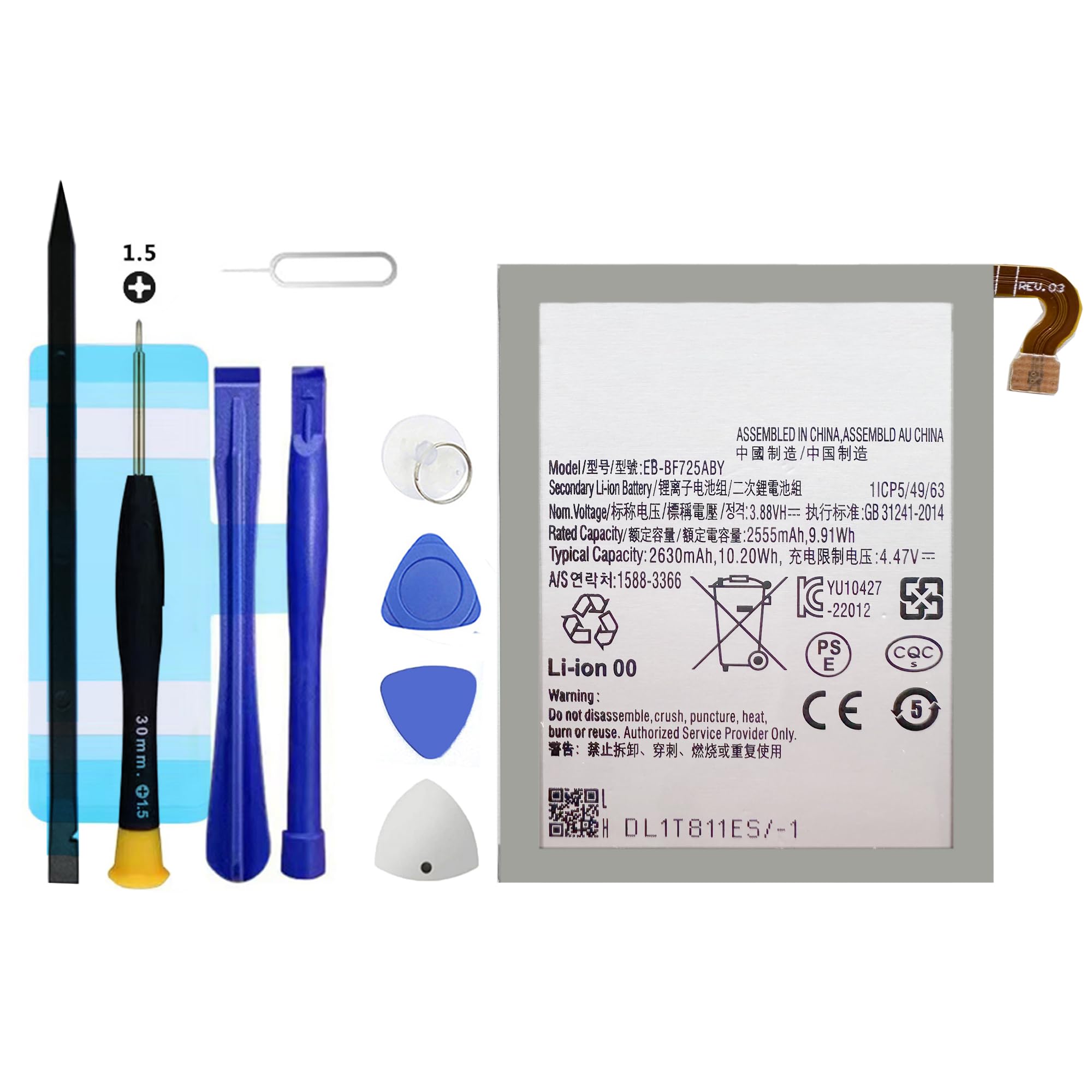 Vvuilsty EB-BF725ABY Replacement Battery for Galaxy Z Flip 4 5G,Rechargeable 0 Cycle Battery Compatible with Samsung Galaxy Z Flip 4 5G SM-F721B Battery with Repair Tool Kits