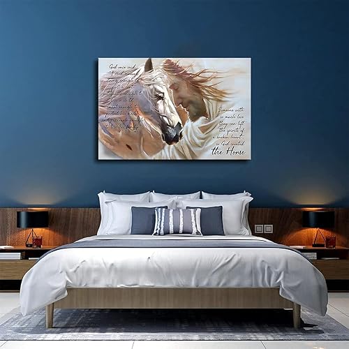 Miniatura 4 de Póster con texto en inglés So God Created the Horse para decoración de pared del hogar, paisaje de Jesús, cristiano, religioso, lienzo impreso en