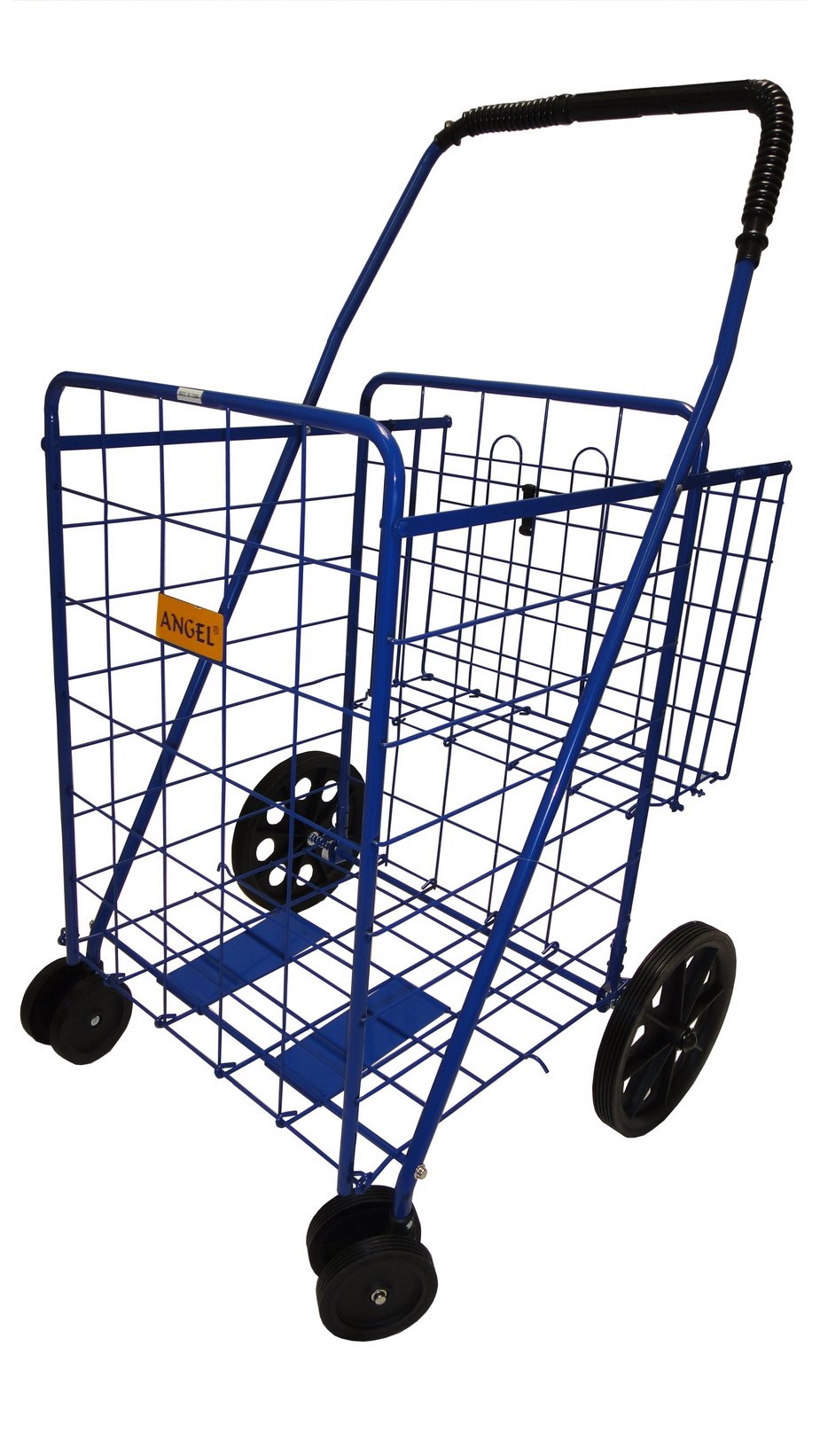Large Swivel Shopping Cart With Extra Basket Blue