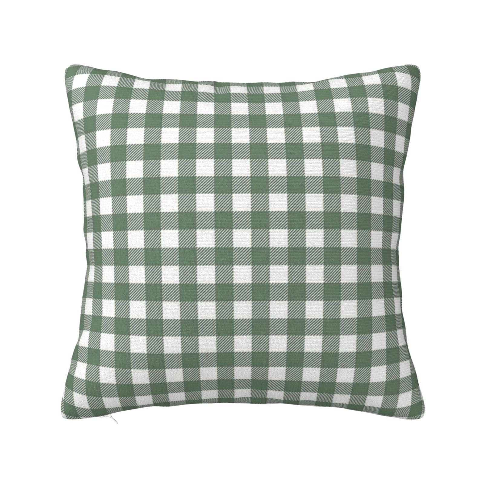 Sage Green White Plaid Pillowcase 24"x24"